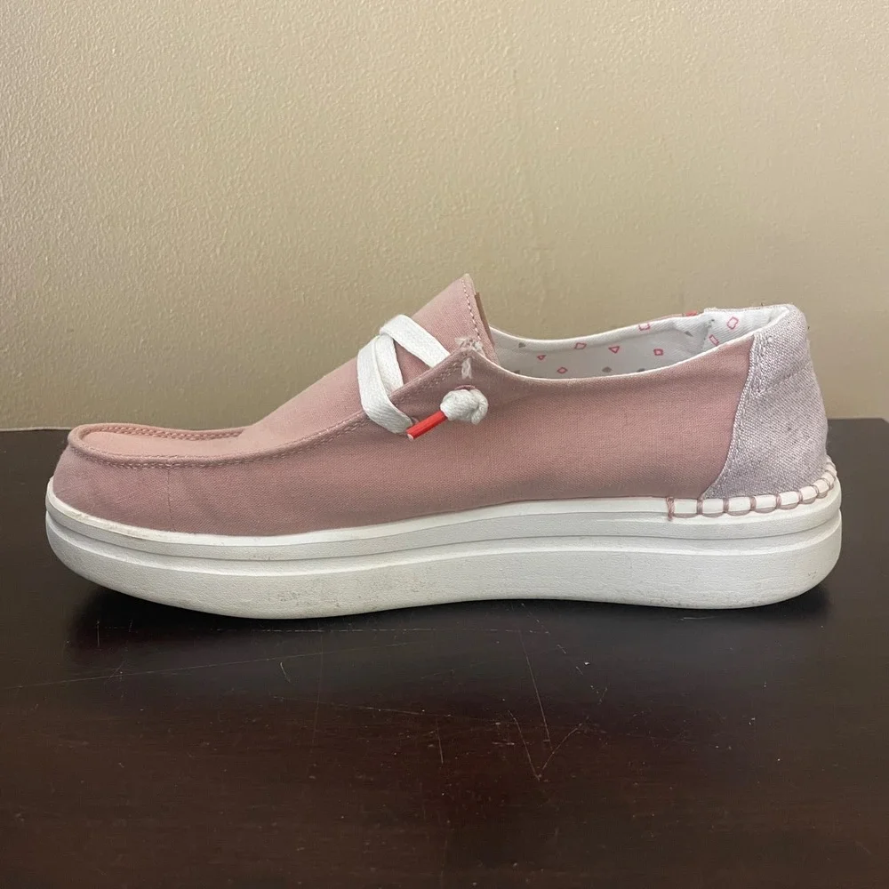Hey Dude Wendy Rise Chambray Pink Platform Loafers Women Size 8 121945031 - Picture 5 of 8